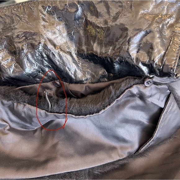 7 for all Mankind Black Crinkle Leather Jacket XS 7FAM Removable Fur Collar - Picture 11 of 11